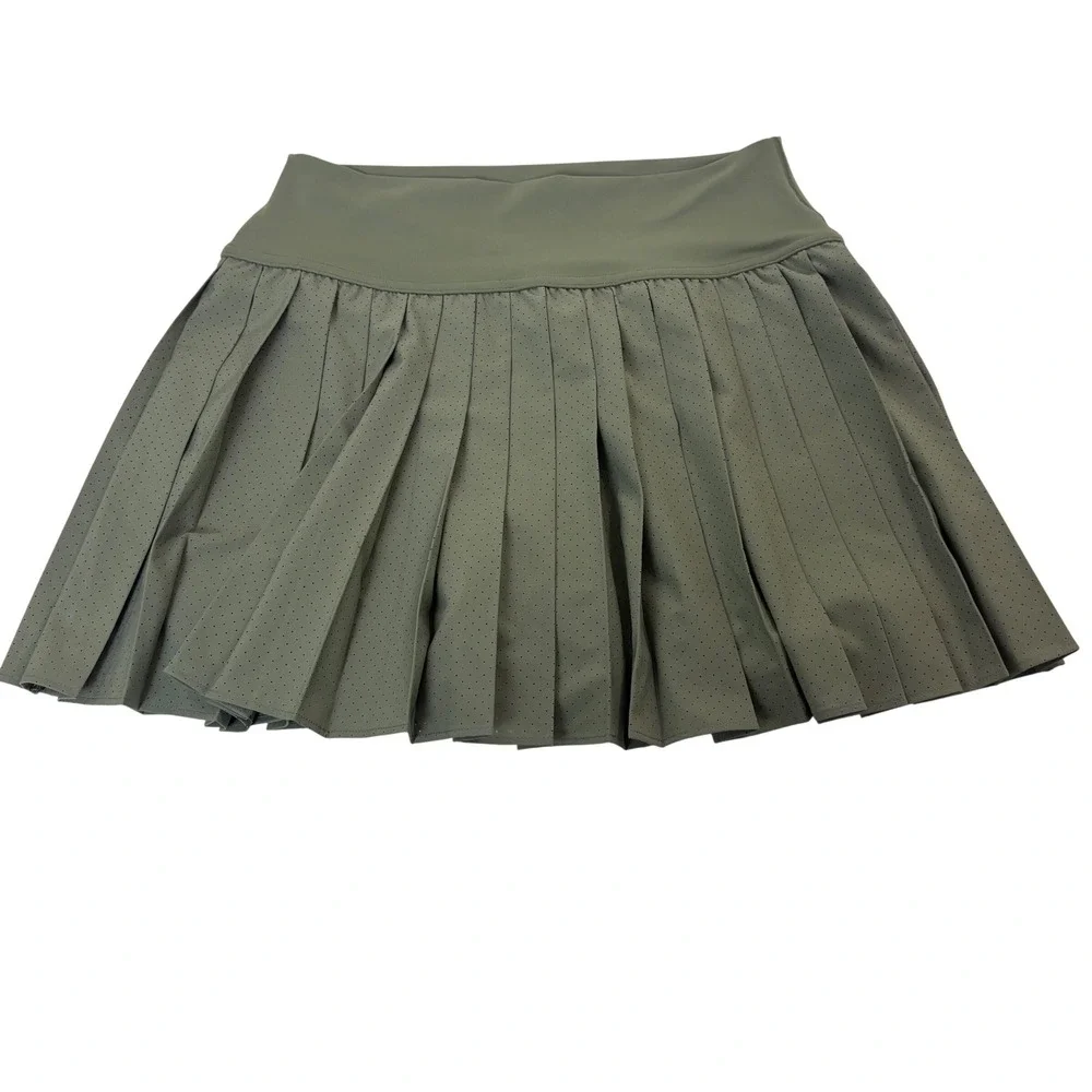 OFFLINE by Aerie Pleated Tennis Skort Women Medium Green Perforated Activewear
